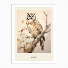Beatrix Potter Inspired  Animal Watercolour Owl 2 Art Print