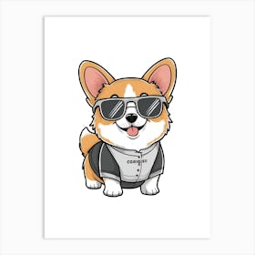 Corgi In Sunglasses Art Print