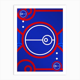 Geometric Abstract Glyph in White on Red and Blue Array n.0018 Art Print