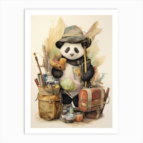 Panda Art Traveling Watercolour 4 Art Print