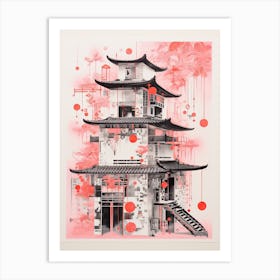 A House In Shangai, Abstract Risograph Style 4 Art Print