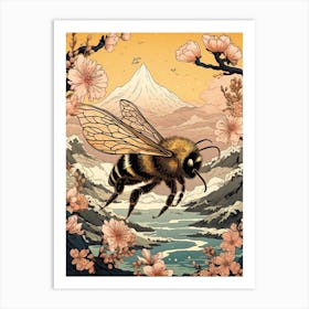 Bumblebee Animal Drawing In The Style Of Ukiyo E 4 Art Print