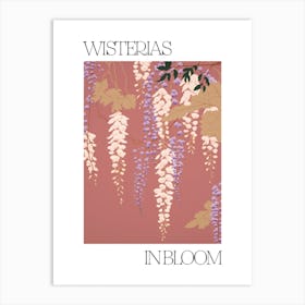 Wisterias In Bloom Flowers Bold Illustration 2 Art Print