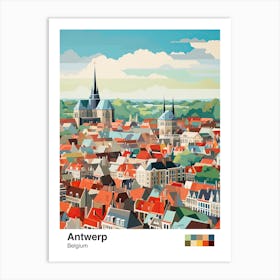 Antwerp, Belgium, Geometric Illustration 3 Poster Art Print