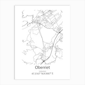 Oberriet,Switzerland Minimalist Map Art Print