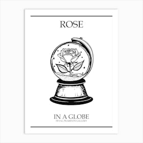 Rose In A Globe Line Drawing 3 Poster Art Print