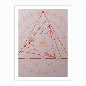 Geometric Abstract Glyph Circle Array in Tomato Red n.0120 Art Print