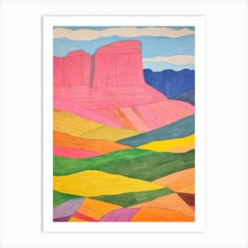 Mount Roraima South America 3 Colourful Mountain Illustration Art Print
