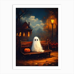 Ghost Sitting On A Bench Art Print