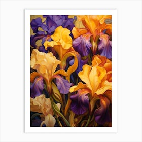 Iris Orange Iris Purple Art Print