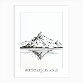 Mount Mckinley Denali Usa Line Drawing 4 Poster Art Print