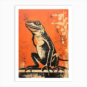 Lizard, Woodblock Animal Drawing 4 Art Print