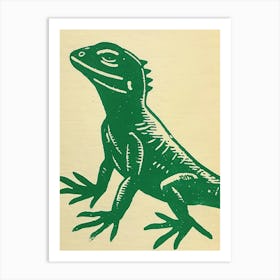 Forest Green Anoles Lizard Bold Block Colour 2 Art Print