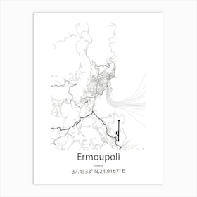 Ermoupoli,Greece Minimalist Map Art Print