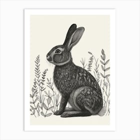 Belgian Hare Blockprint Illustration 8 Art Print