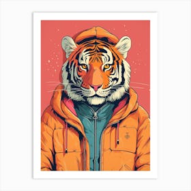 Tiger Illustrations Wearing A Windbreaker 3 Art Print