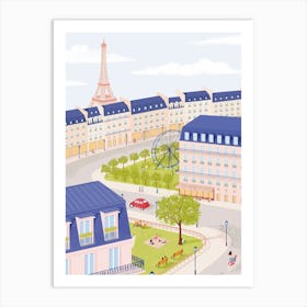 Paris Cityscape Illustration Art Print