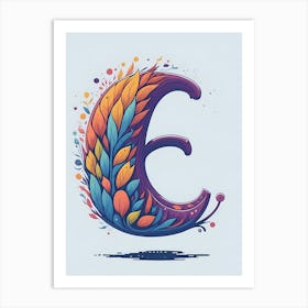 Colorful Letter E Illustration 94 Art Print