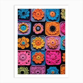 Crochet Granny Square  Retro 5 Art Print