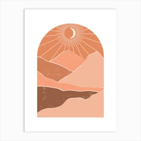 Sunset In The Mountains Landscape Art Print