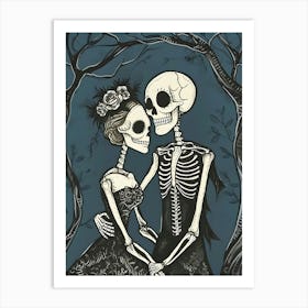 Day Of The Dead Skeleton Couple Art Print