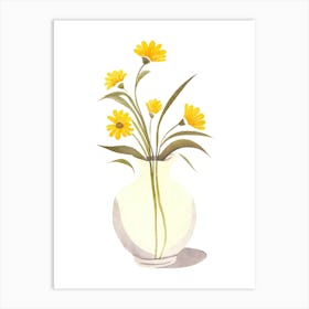 Yellow Flowers In A Vase Art Print