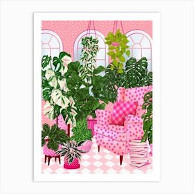 Pink Room With Plants 3 Art Print