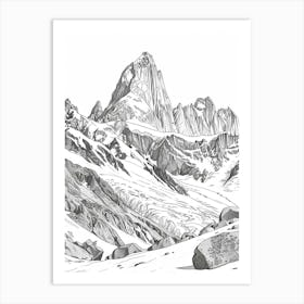 Aconcagua Argentina Line Drawing 7 Art Print