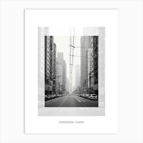 Poster Of Shenzhen, China, Black And White Old Photo 3 Art Print