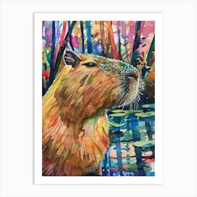 Capybara Colourful Watercolour 2 Art Print