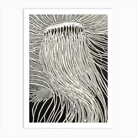 Jellyfish Linocut Art Print