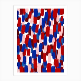 Abstract Blue and Red Brush Strokes Art Print