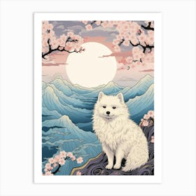 Arctic Fox Japanese Illustration 4 Art Print