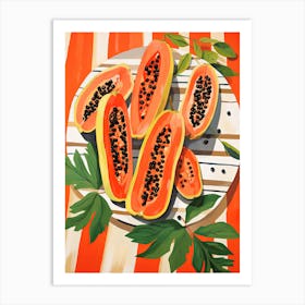 Papaya Fruit Summer Illustration 6 Art Print