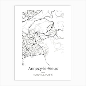 Annecy Le Vieux,France Minimalist Map Art Print