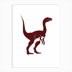 Maroon Dinosaur Silhouette 1 Art Print