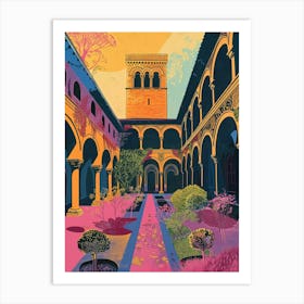 The Cloisters New York Colourful Silkscreen Illustration 3 Art Print