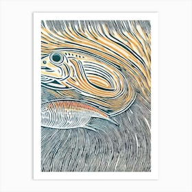 Rainbow Shark II Linocut Art Print