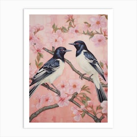 Vintage Japanese Inspired Bird Print Magpie 5 Art Print