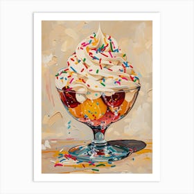 Trifle With Rainbow Sprinkles Beige Painting 2 Art Print