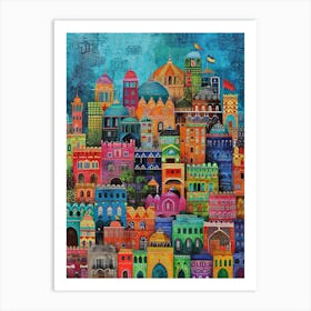 Kitsch Colourful Mumbai Cityscape 3 Art Print
