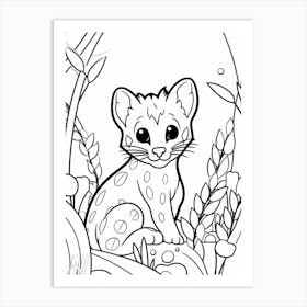 Line Art Jungle Animal Margay 1 Art Print