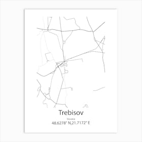 Trebisov,Slovakia Minimalist Map Art Print