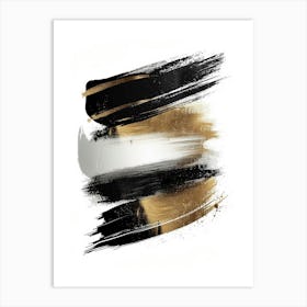 Gold And Black Brush Strokes 26 Art Print