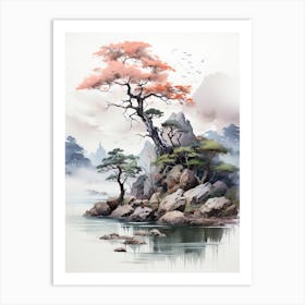 The Ogasawara Islands In Tokyo, Japanese Brush Painting, Ukiyo E, Minimal 3 Art Print