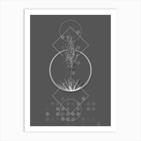 Vintage Adam's Needle Botanical with Line Motif and Dot Pattern in Ghost Gray n.0237 Art Print