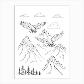 Eagles In The Mountains Art Print