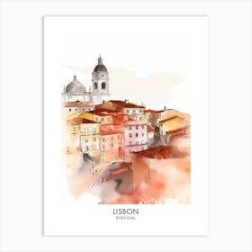 Lisbon Portugal Watercolour Travel Poster 3 Art Print