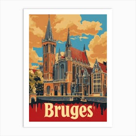 Aihrgdesign A Retro Travel Poster For Bruges Featuring The Ba 2359098e Fdad 4358 9f21 7abe427ee9ee 1 Art Print