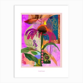 Coneflower 4 Neon Flower Collage Poster Art Print